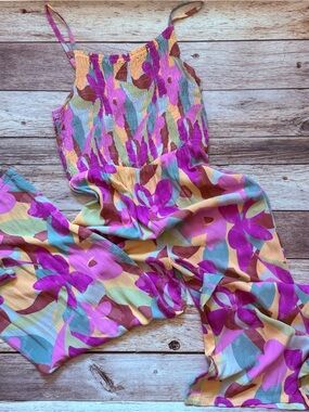 Roxy Girls Floral Wide-Leg Jumpsuit in Purple, Yellow & Blue